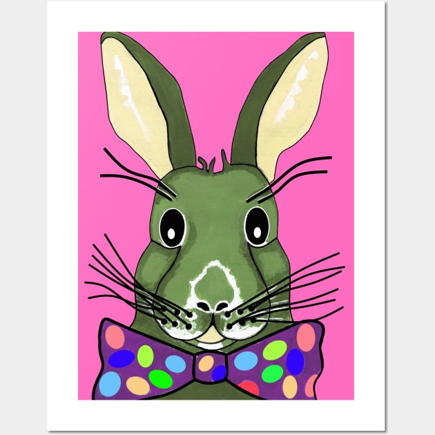 EASTER Bunny Rabbit Pink - Funny Easter Bunny Art Wall Art by SartorisArt1